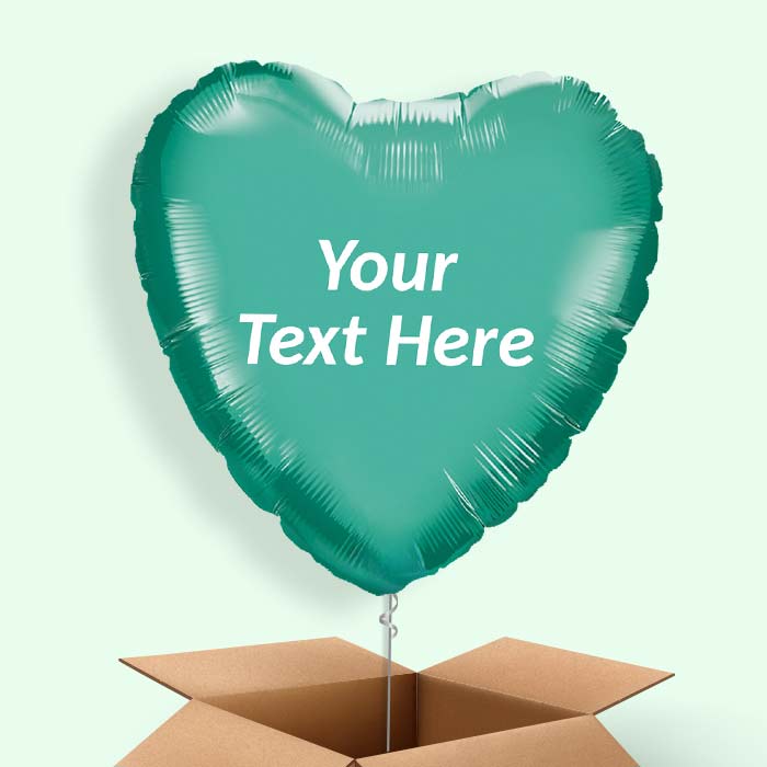 Personalised Chrome Green Heart Balloon in a Box