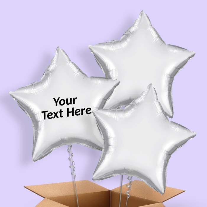 Chrome Silver Balloons in a Box - Star