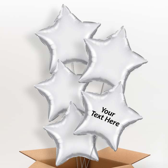 Chrome Silver Balloons in a Box - Star