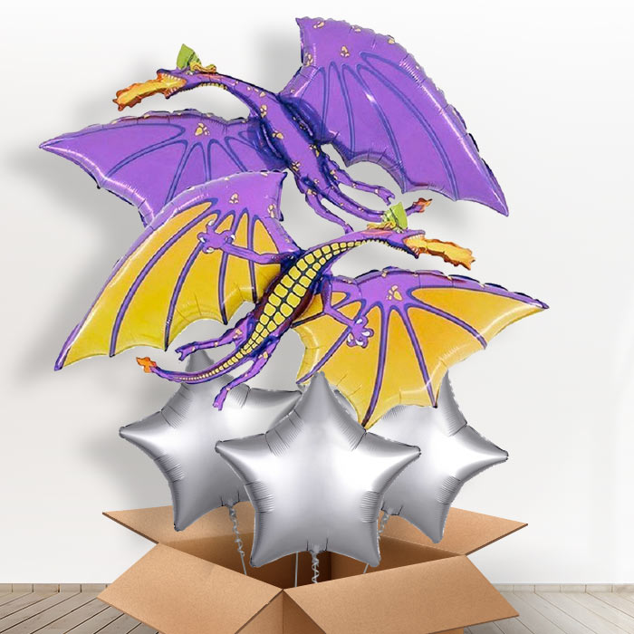 Purple Dragon Balloon in a Box Gift - With 3 Plain Balloons | Small Indoor Plants