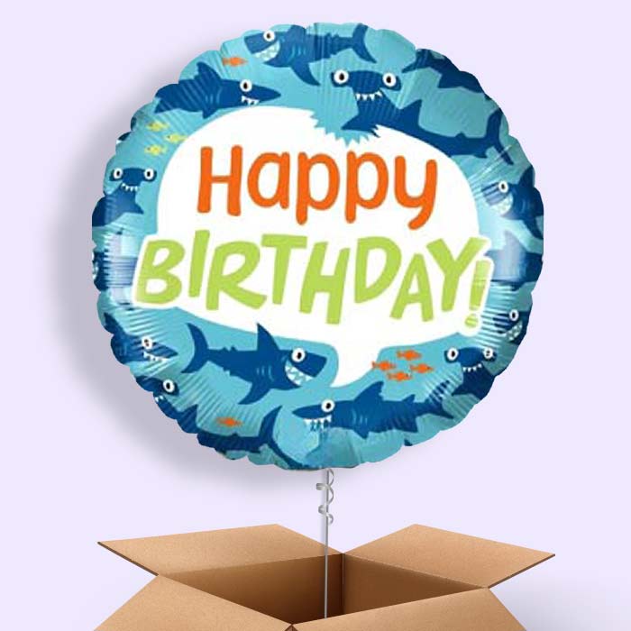 Shark Birthday Balloons in a Box