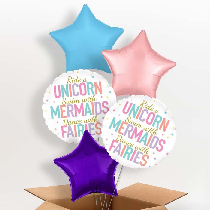 Unicorn Mermaid Fairies Helium Balloon in a Box