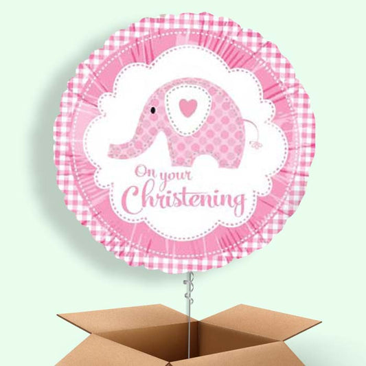 Christening Balloon in a Box (Pink Elephant)