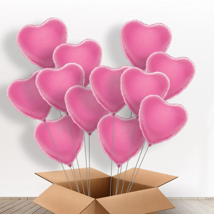 Dozen Pink Heart Balloons Delivered Inflated - 12 Balloons | Small Indoor Plants