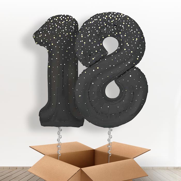 Black and Silver Dots 18 Balloons in a Box