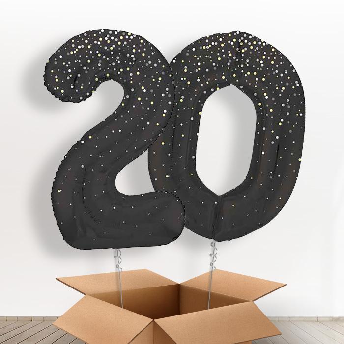 Black and Silver Dots 20 Balloons in a Box