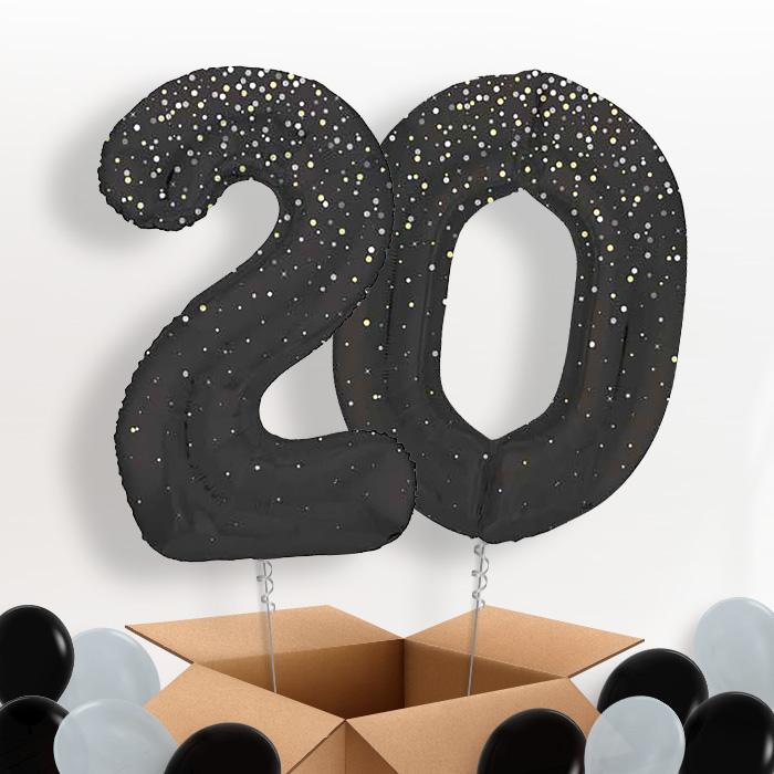 Black and Silver Dots 20 Balloons in a Box