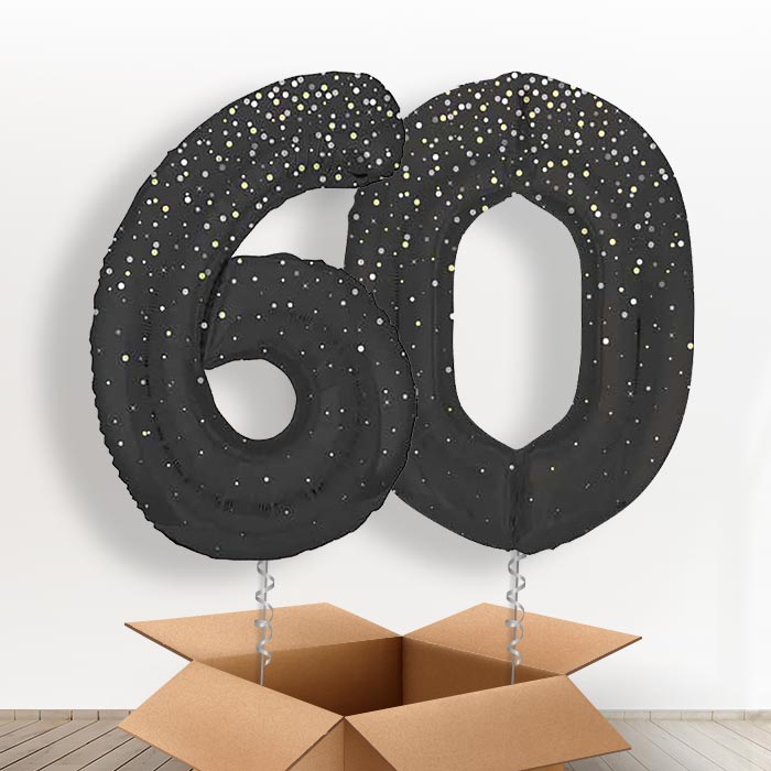 Black and Silver Dots 60 Balloons in a Box