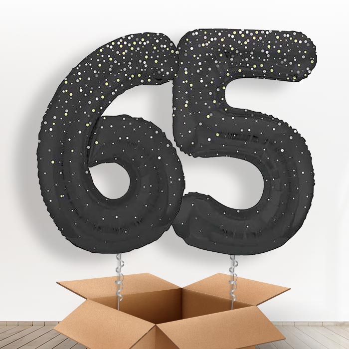 Black and Silver Dots 65 Balloons in a Box