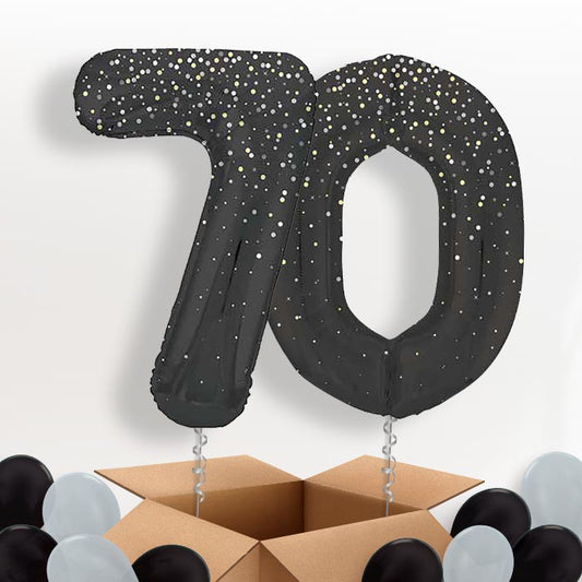 Black and Silver Dots 70 Balloons in a Box