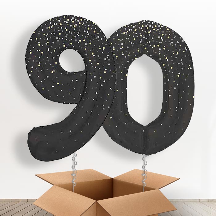 Black and Silver Dots 90 Balloons in a Box