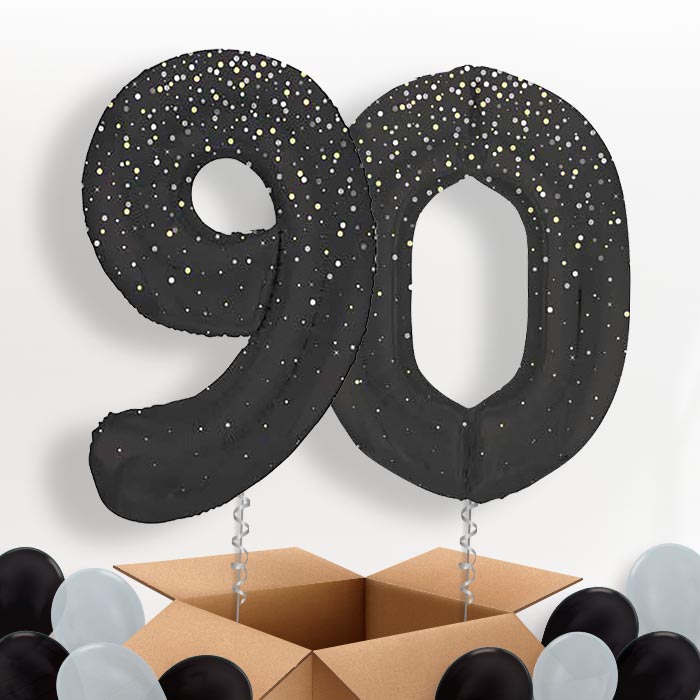 Black and Silver Dots 90 Balloons in a Box