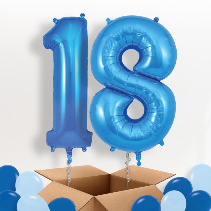 Blue 18 Balloons in a Box