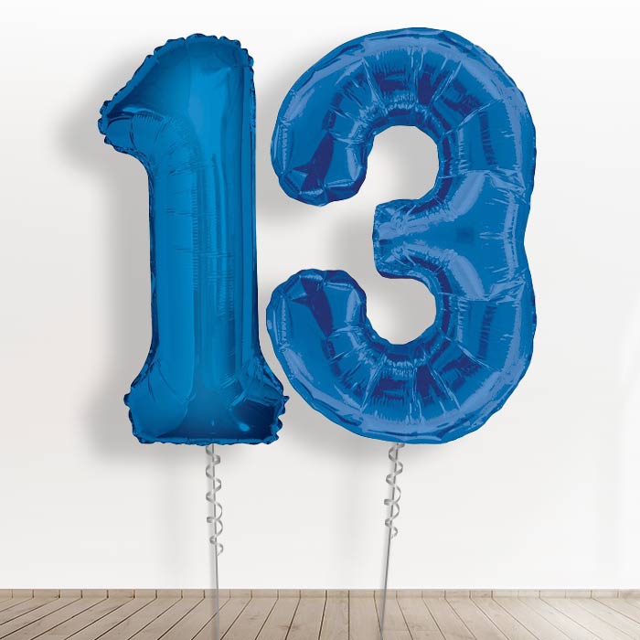 Blue 13th Birthday Balloon Numbers in a Box