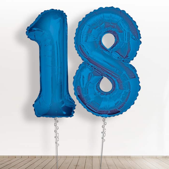 Blue Giant Numbers 18th Birthday Balloon in a Box Gift