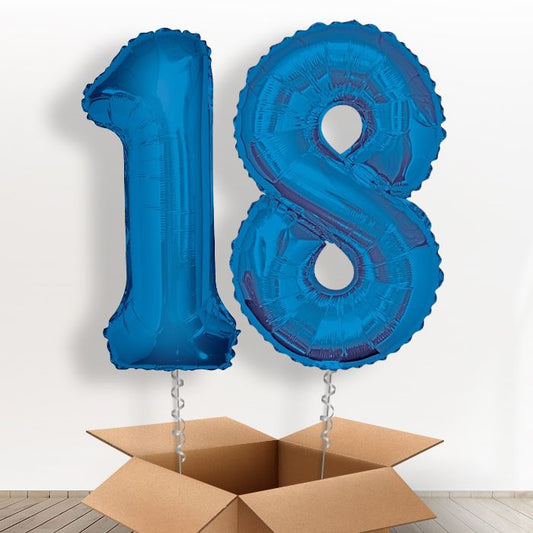 Blue Giant Numbers 18th Birthday Balloon in a Box Gift