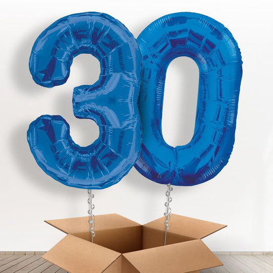 Blue Giant Numbers 30th Birthday Balloon in a Box Gift