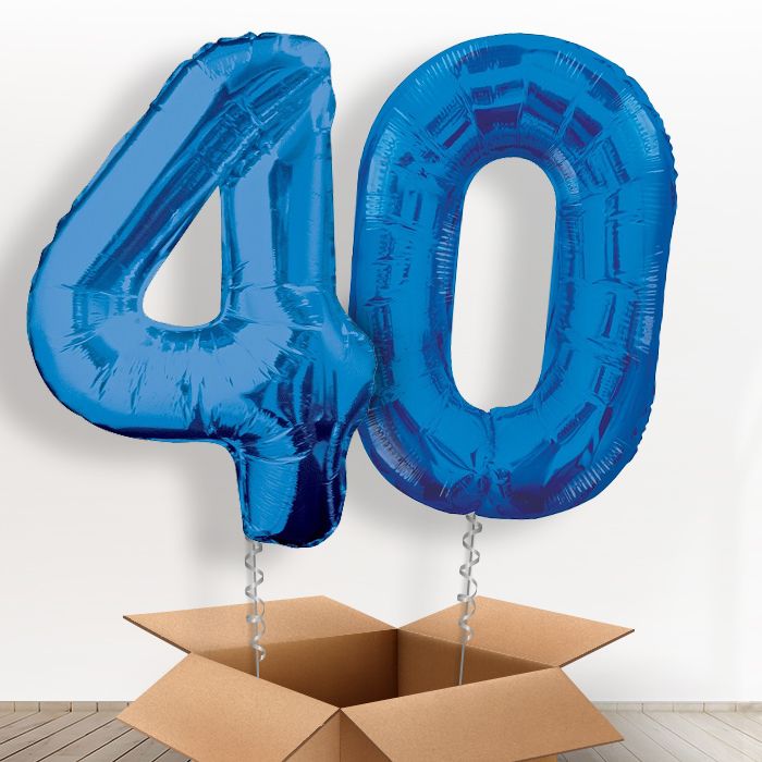 Blue Giant Numbers 40th Birthday Balloon in a Box Gift