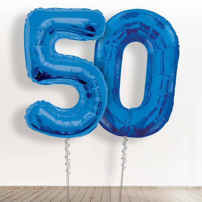 Blue Giant Numbers 50th Birthday Balloon in a Box Gift