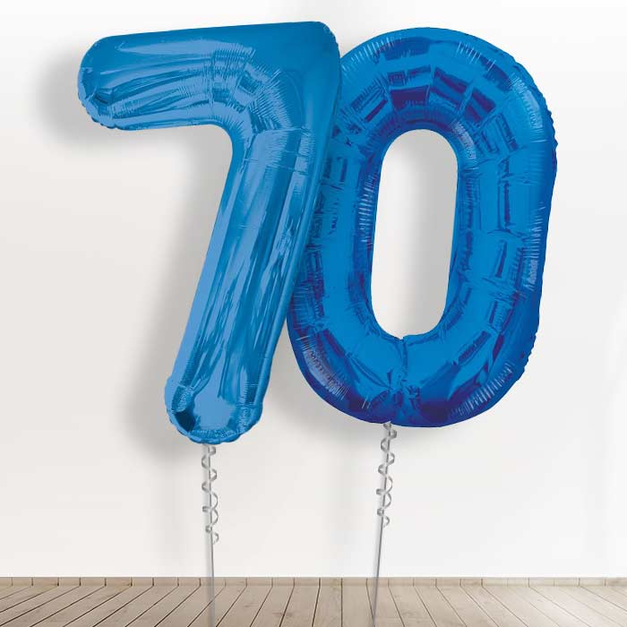 Big Blue 70th Birthday Balloons Delivered in a Box