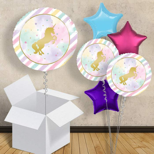 Pastel Unicorn Helium Balloon in a Box - 1 Balloon | Small Indoor Plants