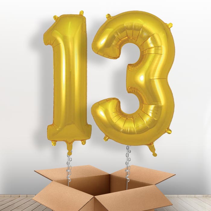 Gold 13 Balloons in a Box