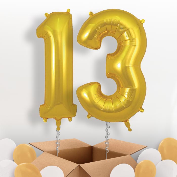 Gold 13 Balloons in a Box