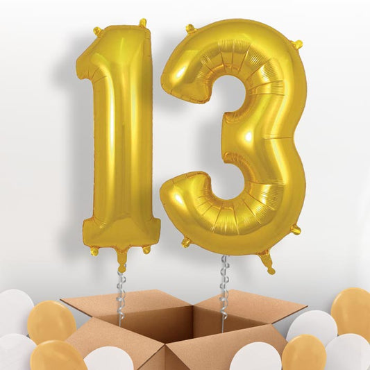 Gold 13 Balloons in a Box