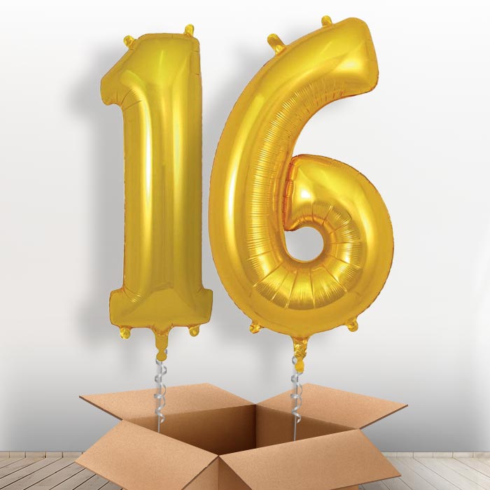 Gold 16 Balloons in a Box