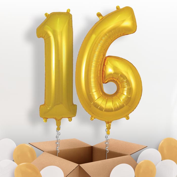 Gold 16 Balloons in a Box