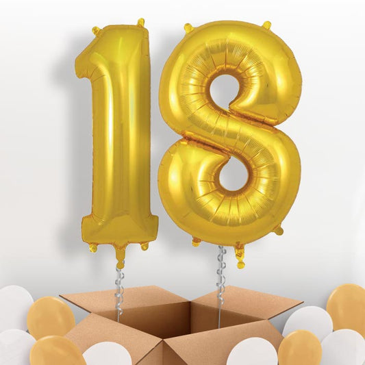 Gold 18 Balloons in a Box