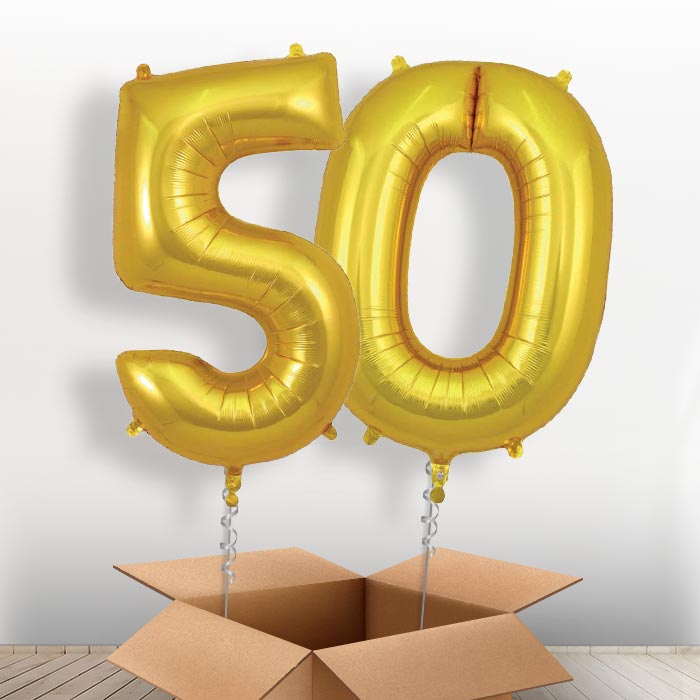 Gold 50 Balloons in a Box