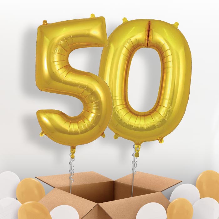 Gold 50 Balloons in a Box