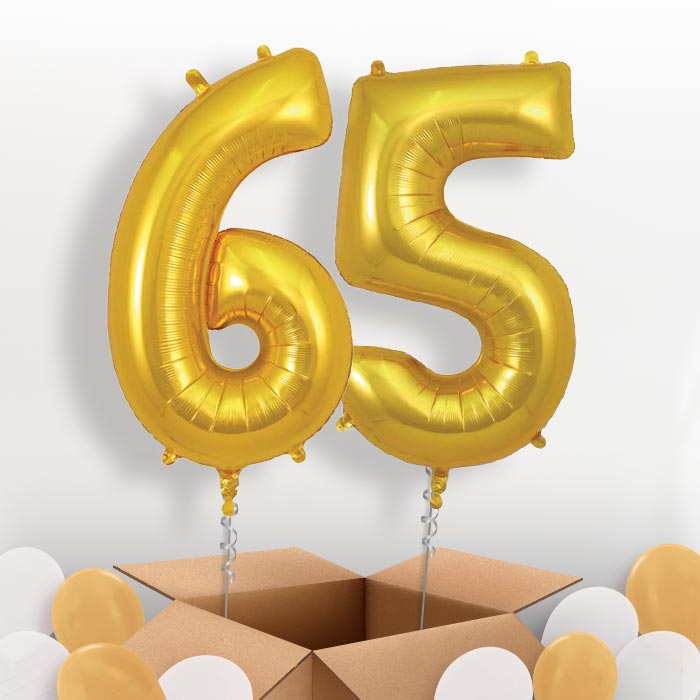 Gold 65 Balloons in a Box