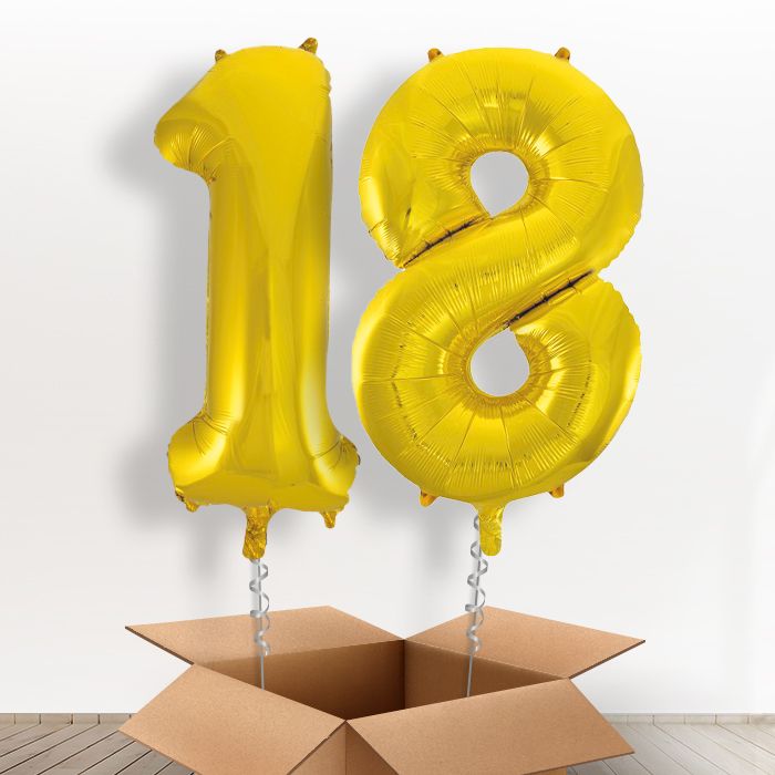 Gold Giant Numbers 18th Birthday Balloon in a Box Gift