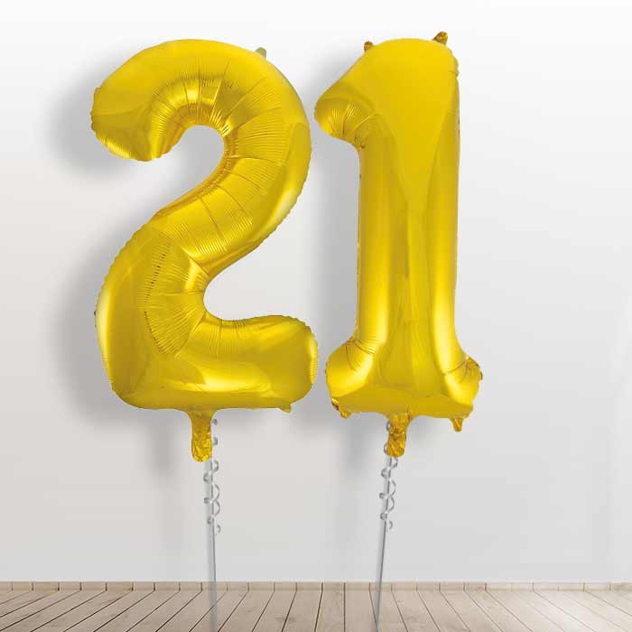 Gold Giant Numbers 21st Birthday Balloon in a Box Gift