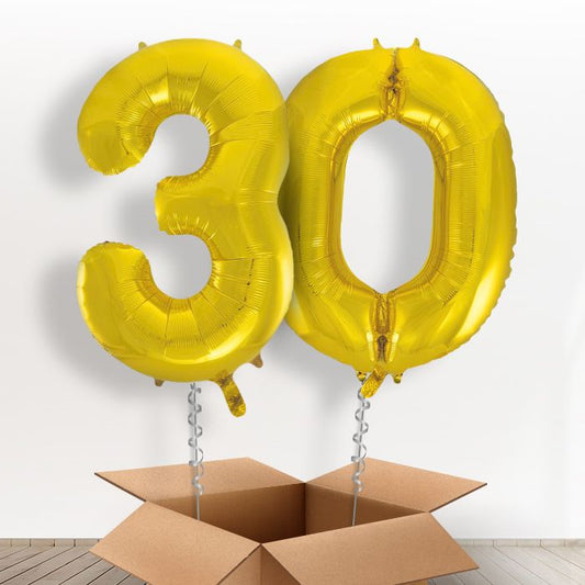 Gold Giant Numbers 30th Birthday Balloon in a Box Gift