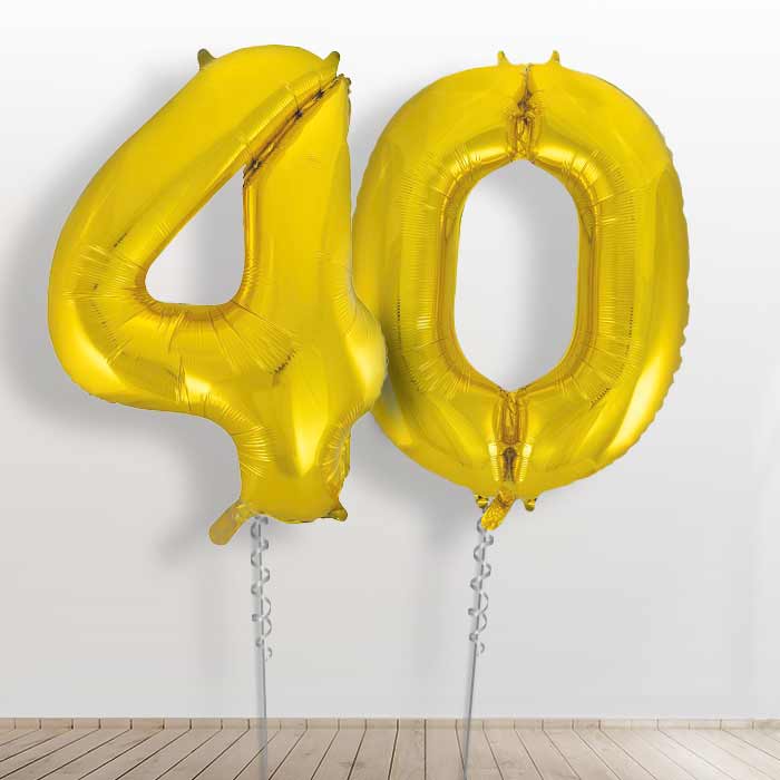 Gold Giant Numbers 40th Birthday Balloon in a Box Gift