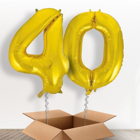 Gold Giant Numbers 40th Birthday Balloon in a Box Gift