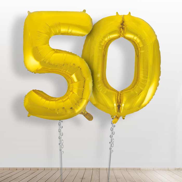 Gold Giant Numbers 50th Birthday Balloon in a Box Gift