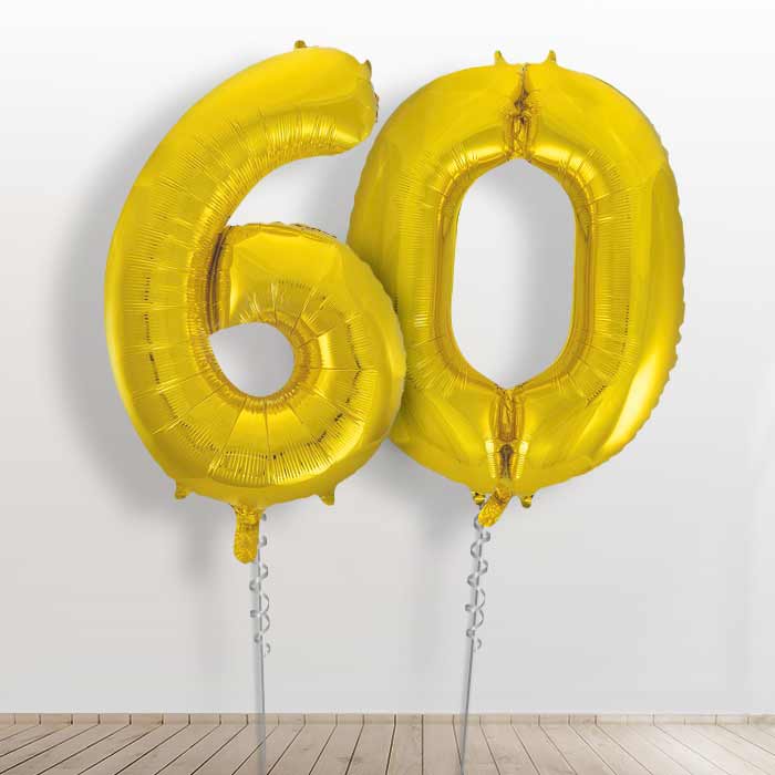 Gold Giant Numbers 60th Birthday Balloon in a Box Gift