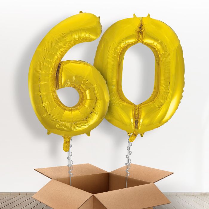 Gold Giant Numbers 60th Birthday Balloon in a Box Gift