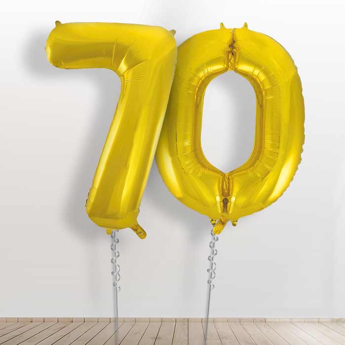 Gold Giant Numbers 70th Birthday Balloon in a Box Gift