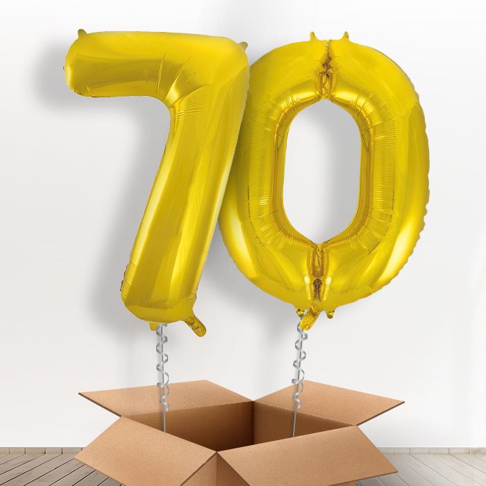 Gold Giant Numbers 70th Birthday Balloon in a Box Gift