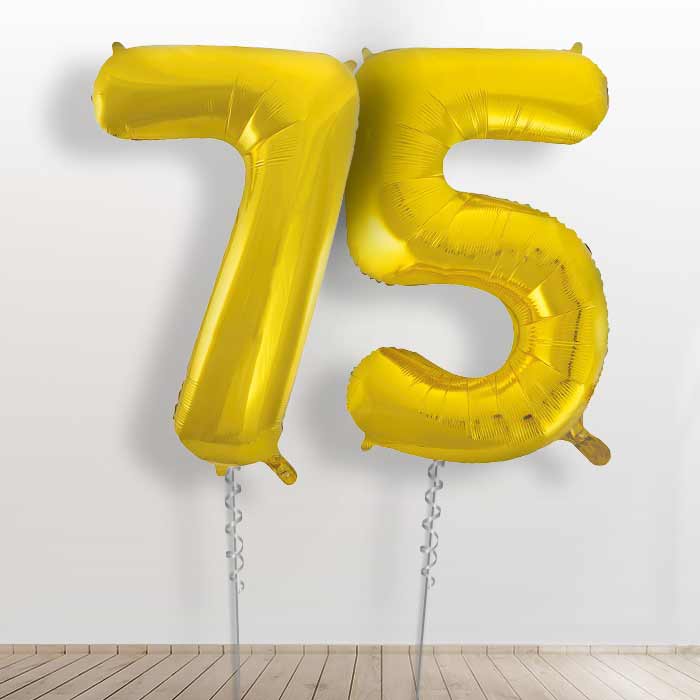 75 Balloons in a Box - Gold Numbers