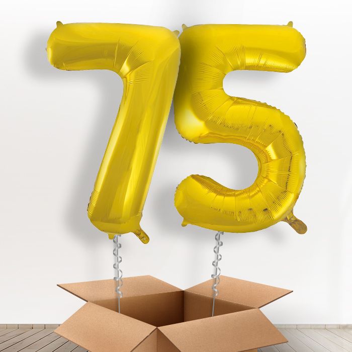 75 Balloons in a Box - Gold Numbers