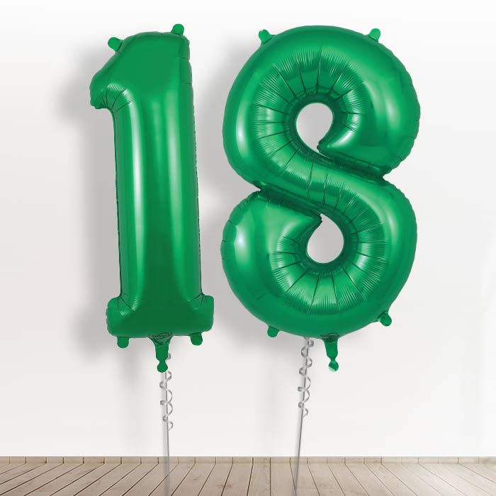 Number 18 Balloons in a Box - Green