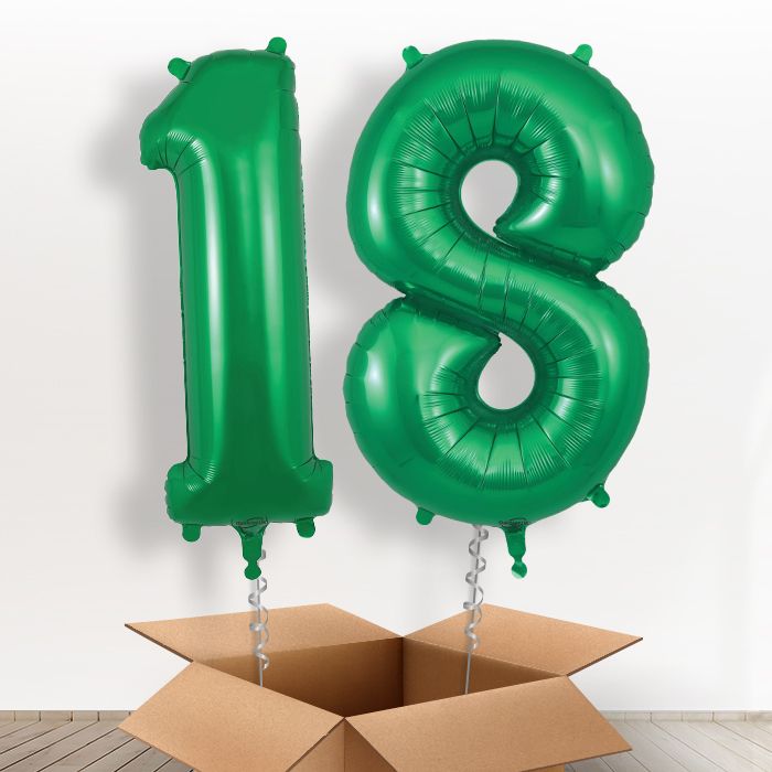 Number 18 Balloons in a Box - Green