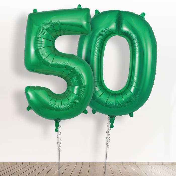 50 Balloon Number in a Box - Dark Green