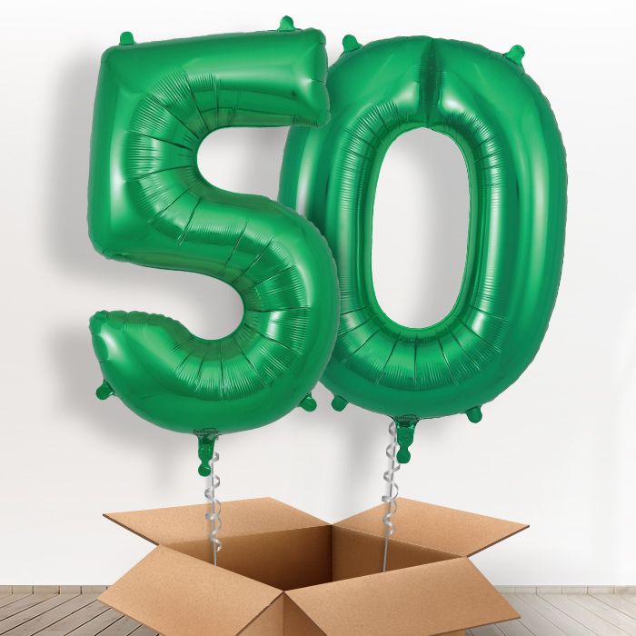 50 Balloon Number in a Box - Dark Green